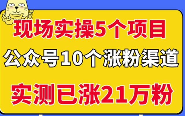 现场实操5个公众号项目，10个涨粉渠道，实测已涨21万粉！-梓川副业网-中创网、冒泡论坛优质付费教程和副业创业项目大全