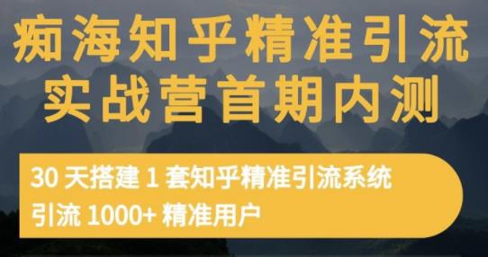 痴海知乎精准引流实战营1-2期，30天搭建1套知乎精准引流系统，引流1000+精准用户-梓川副业网-中创网、冒泡论坛优质付费教程和副业创业项目大全