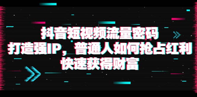 抖音短视频流量密码：打造强IP，普通人如何抢占红利，快速获得财富-梓川副业网-中创网、冒泡论坛优质付费教程和副业创业项目大全