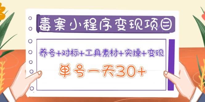 毒案小程序变现项目：养号+对标+工具素材+实操+变现-梓川副业网-中创网、冒泡论坛优质付费教程和副业创业项目大全