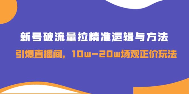 新号破流量拉精准逻辑与方法，引爆直播间，10w-20w场观正价玩法-梓川副业网-中创网、冒泡论坛优质付费教程和副业创业项目大全