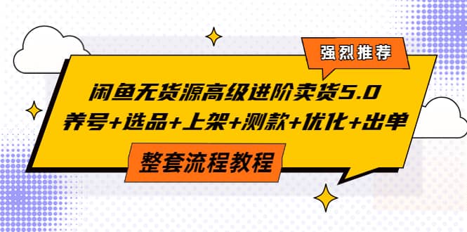 闲鱼无货源高级进阶卖货5.0，养号+选品+上架+测款+优化+出单整套流程教程-梓川副业网-中创网、冒泡论坛优质付费教程和副业创业项目大全