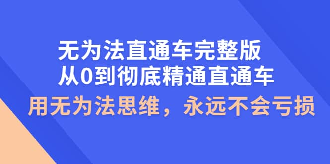 无为法直通车完整版：从0到彻底精通直通车，用无为法思维，永远不会亏损-梓川副业网-中创网、冒泡论坛优质付费教程和副业创业项目大全