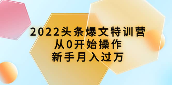 2022头条爆文特训营：从0开始操作，新手月入过万（16节课时）-梓川副业网-中创网、冒泡论坛优质付费教程和副业创业项目大全