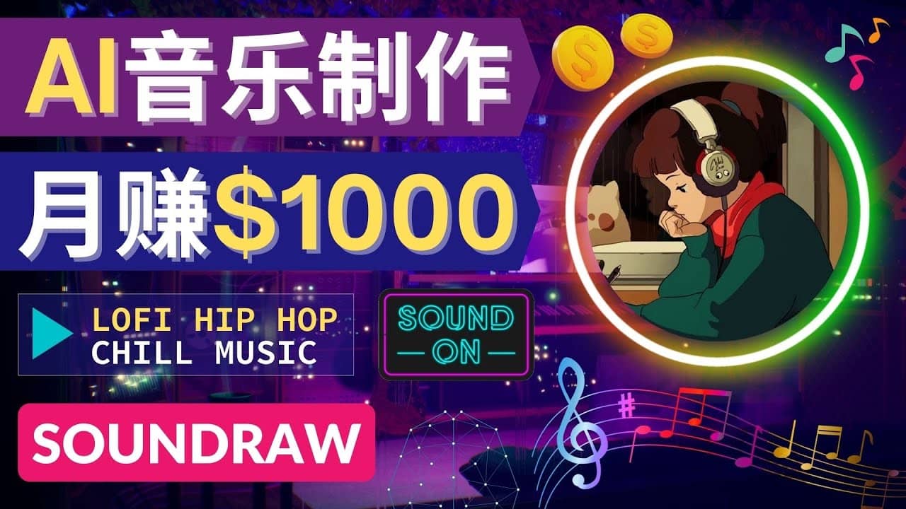 无需任何音乐基础： 使用AI软件制作Lofi Hip Hop Chill Music 月赚1000美元-梓川副业网-中创网、冒泡论坛优质付费教程和副业创业项目大全