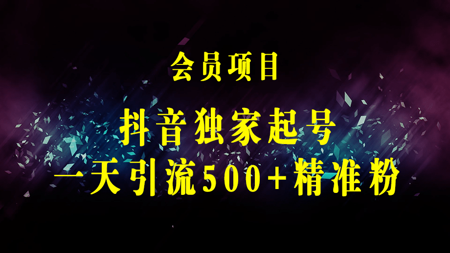 抖音独家起号，一天引流500+精准粉，适合各类行业（9节视频课）-梓川副业网-中创网、冒泡论坛优质付费教程和副业创业项目大全