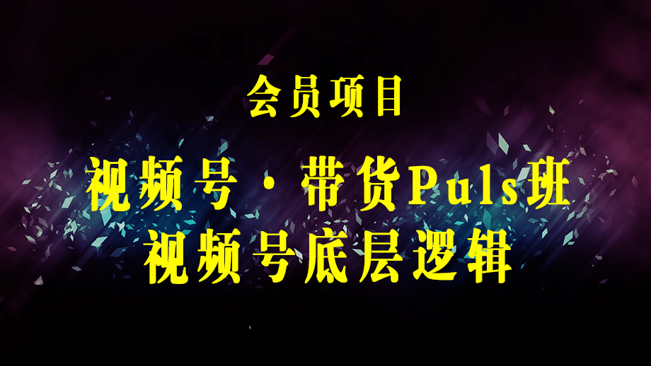 视频号·带货Puls班，视频号底层逻辑，起号自然流鱼塘等玩法-梓川副业网-中创网、冒泡论坛优质付费教程和副业创业项目大全