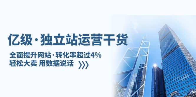 独立站运营干货：全面提升网站·转化率超过4%，轻松大卖 用数据说话-梓川副业网-中创网、冒泡论坛优质付费教程和副业创业项目大全