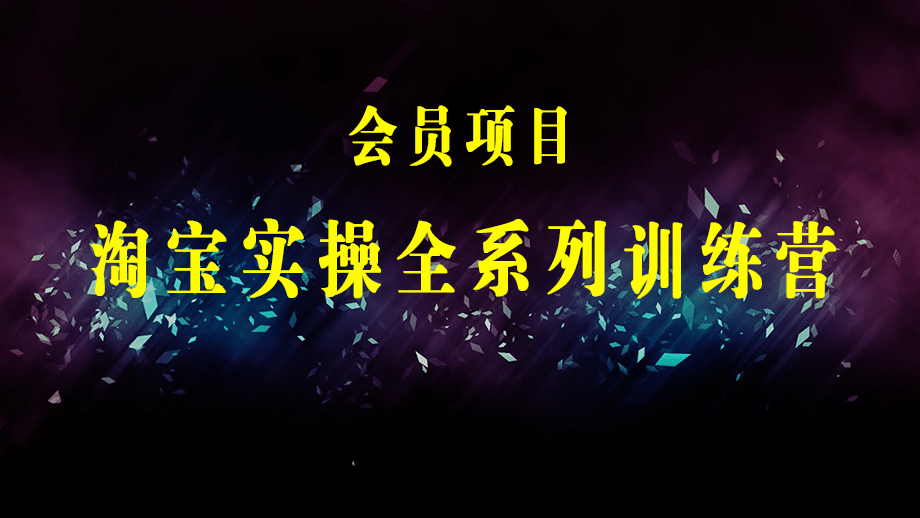 淘宝实操全系列训练营 新手到高手进阶·覆盖·99%知识 看透·对手 学会运营-梓川副业网-中创网、冒泡论坛优质付费教程和副业创业项目大全