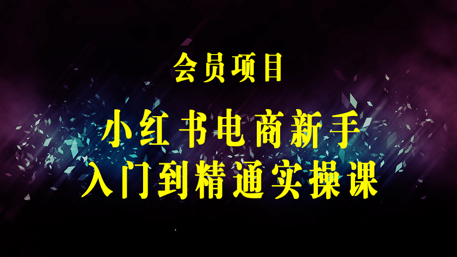 小红书电商新手入门到精通实操课，从入门到精通做爆款笔记，开店运营-梓川副业网-中创网、冒泡论坛优质付费教程和副业创业项目大全