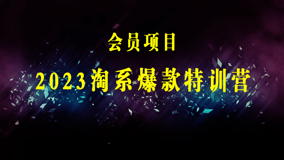 2023淘系爆款特训营，2023最新运营打法，学习爆款思维，实现利润增长-梓川副业网-中创网、冒泡论坛优质付费教程和副业创业项目大全