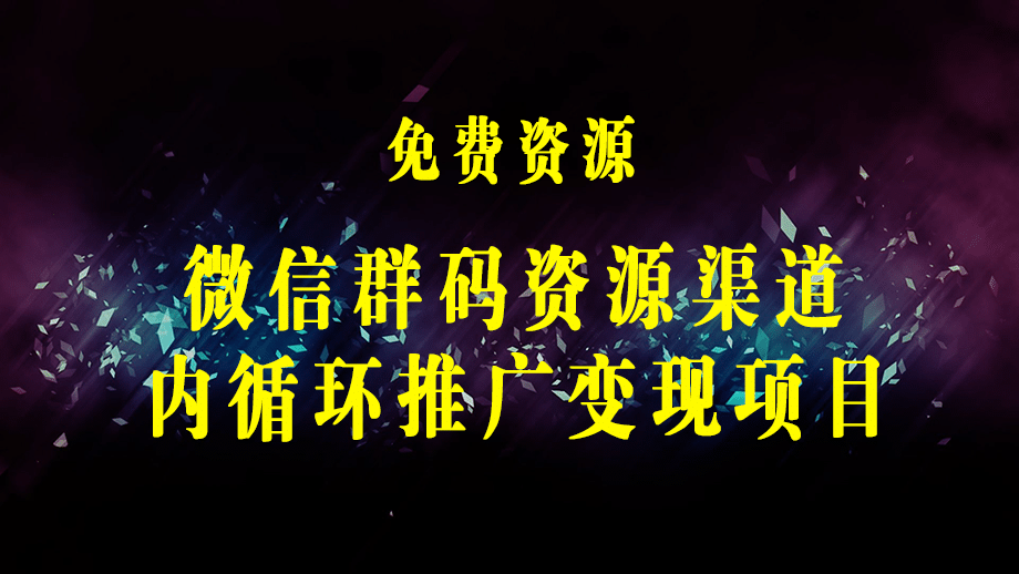 微信群码资源渠道内循环推广变现项目，多种变现方式，打通你的管道收益-梓川副业网-中创网、冒泡论坛优质付费教程和副业创业项目大全