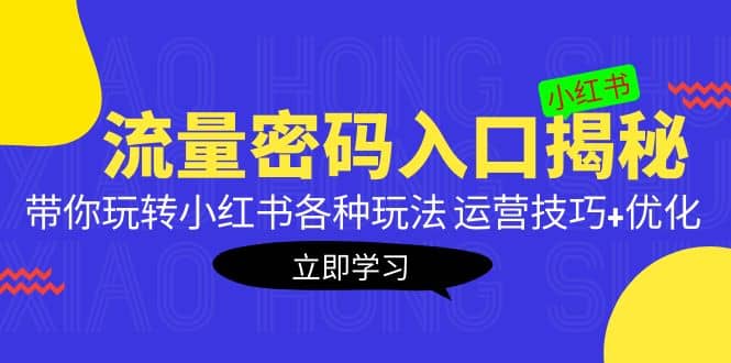 小红书流量密码入口揭秘：带你玩转小红书各种玩法 运营技巧+优化-梓川副业网-中创网、冒泡论坛优质付费教程和副业创业项目大全