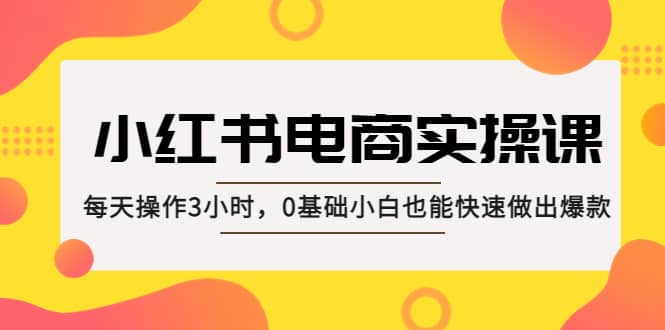 小红书·电商实操课：每天操作3小时，0基础小白也能快速做出爆款-梓川副业网-中创网、冒泡论坛优质付费教程和副业创业项目大全