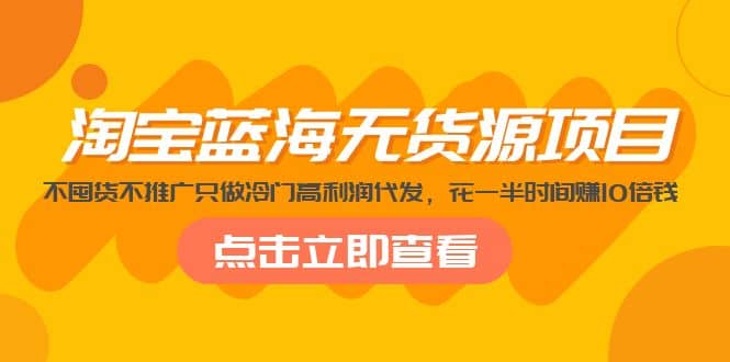 淘宝蓝海无货源项目，不囤货不推广只做冷门高利润代发-梓川副业网-中创网、冒泡论坛优质付费教程和副业创业项目大全