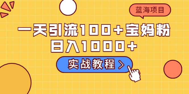 一天引流100 宝妈粉，日入1000 的蓝海项目（实战教程）-梓川副业网-中创网、冒泡论坛优质付费教程和副业创业项目大全