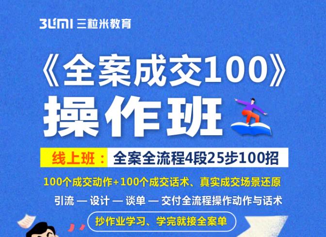 《全案成交100》全案全流程4段25步100招，操作班-梓川副业网-中创网、冒泡论坛优质付费教程和副业创业项目大全