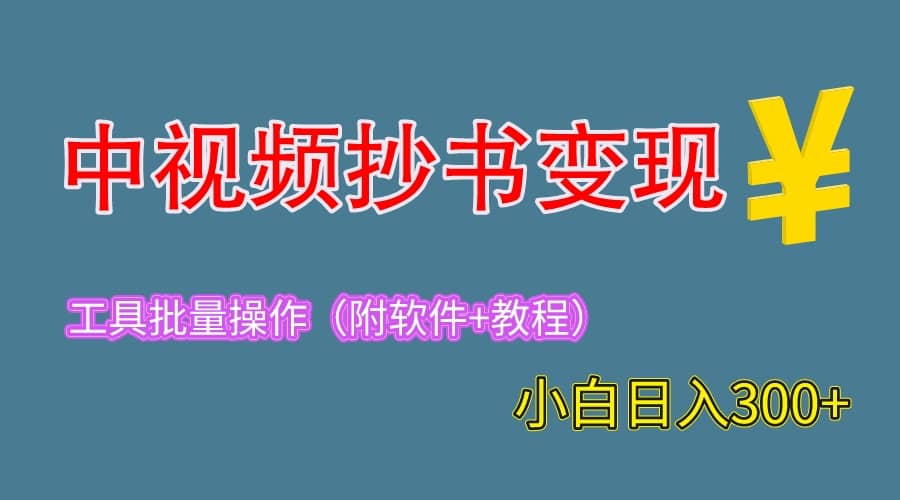 2023中视频抄书变现（附工具 教程），一天300 ，特别适合新手操作的副业-梓川副业网-中创网、冒泡论坛优质付费教程和副业创业项目大全