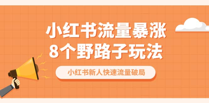 小红书流量-暴涨8个野路子玩法：小红书新人快速流量破局（8节课）-梓川副业网-中创网、冒泡论坛优质付费教程和副业创业项目大全