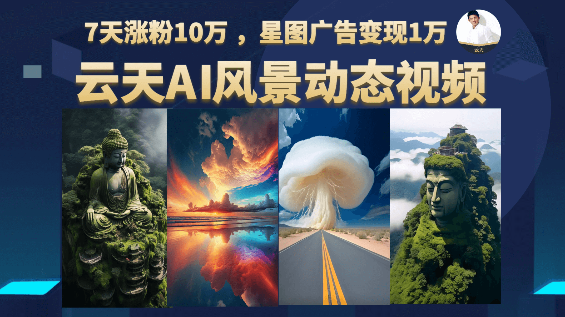 云天AI风景动图视频制作，7天涨粉10万 ，星图广告变现1万-梓川副业网-中创网、冒泡论坛优质付费教程和副业创业项目大全