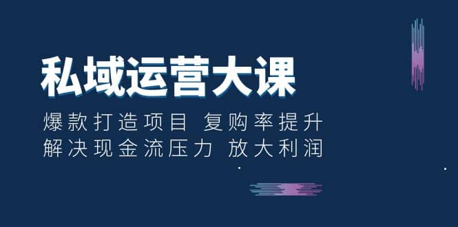 私域运营大课：爆款打造项目 复购率提升 解决现金流压力 放大利润-梓川副业网-中创网、冒泡论坛优质付费教程和副业创业项目大全