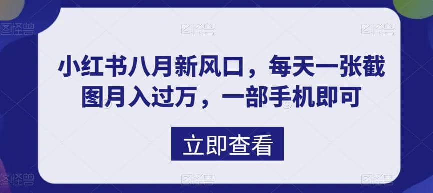 八月新风口，小红书虚拟项目一天收入1000 ，实战揭秘-梓川副业网-中创网、冒泡论坛优质付费教程和副业创业项目大全