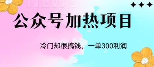 冷门公众号加热项目，一单利润300-梓川副业网-中创网、冒泡论坛优质付费教程和副业创业项目大全