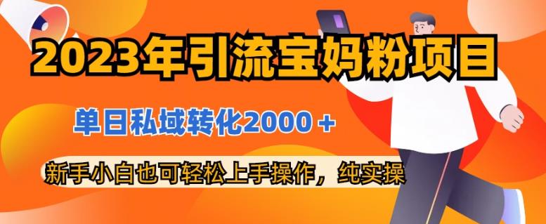 2023年引流宝妈粉项目，单日私域转化2000＋，新手小白也可轻松上手操作，纯实操-梓川副业网-中创网、冒泡论坛优质付费教程和副业创业项目大全