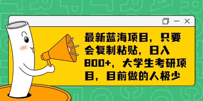 最新蓝海项目，只要会复制粘贴，日入800 ，大学生考研项目，目前做的人极少-梓川副业网-中创网、冒泡论坛优质付费教程和副业创业项目大全