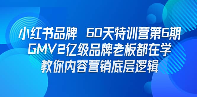 小红书品牌 60天特训营第6期 GMV2亿级品牌老板都在学 教你内容营销底层逻辑-梓川副业网-中创网、冒泡论坛优质付费教程和副业创业项目大全