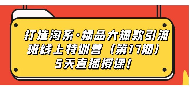 打造淘系·标品大爆款引流班线上特训营5天直播授课！-梓川副业网-中创网、冒泡论坛优质付费教程和副业创业项目大全