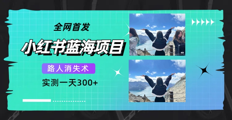 全网首发，小红书蓝海项目，路人消失术，实测一天300 （教程 工具）-梓川副业网-中创网、冒泡论坛优质付费教程和副业创业项目大全