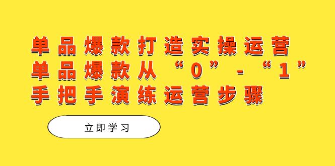 单品爆款打造实操运营，单品爆款从“0”-“1”手把手演练运营步骤-梓川副业网-中创网、冒泡论坛优质付费教程和副业创业项目大全