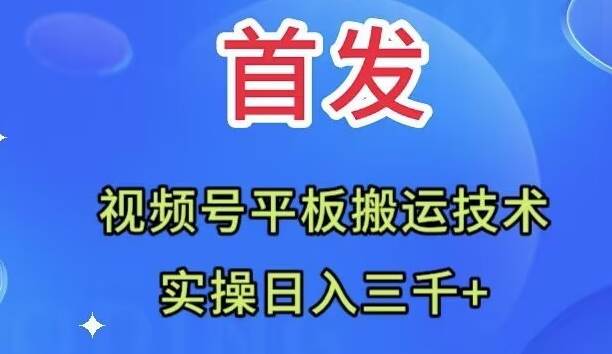 全网首发：视频号平板搬运技术，实操日入三千＋-梓川副业网-中创网、冒泡论坛优质付费教程和副业创业项目大全