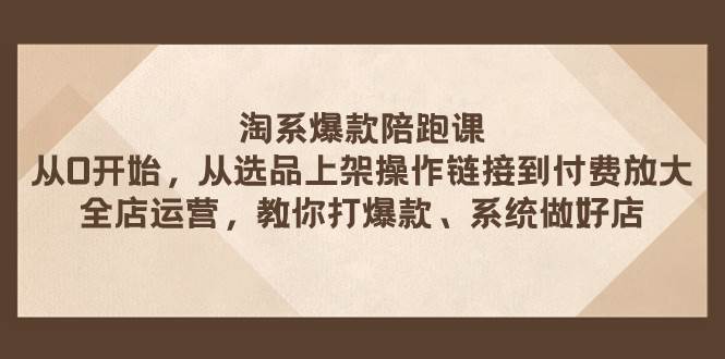 淘系爆款陪跑课 从选品上架操作链接到付费放大 全店运营 打爆款 系统做好店-梓川副业网-中创网、冒泡论坛优质付费教程和副业创业项目大全