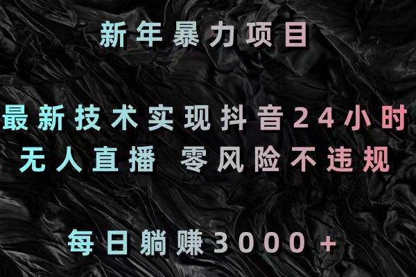 （8827期）新年暴力项目，最新技术实现抖音24小时无人直播 零风险不违规 每日躺赚3000-梓川副业网-中创网、冒泡论坛优质付费教程和副业创业项目大全