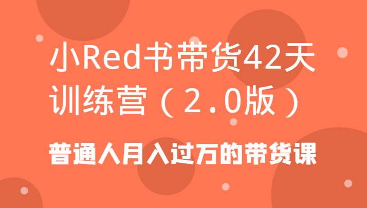 小Red书带货42天训练营（2.0版）普通人月入过万的带货课-梓川副业网-中创网、冒泡论坛优质付费教程和副业创业项目大全