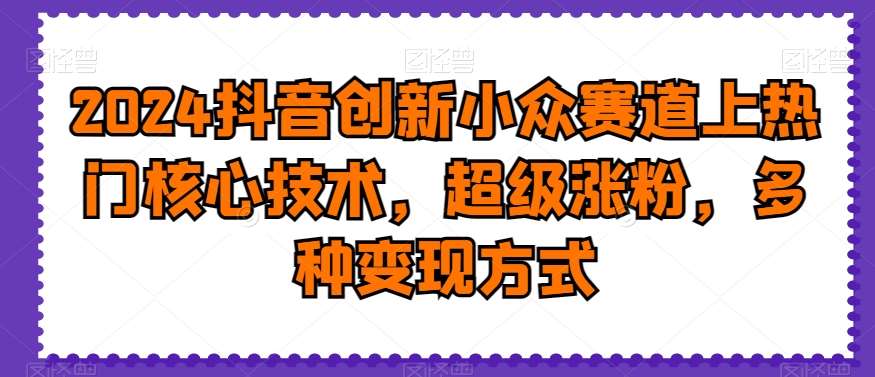 2024抖音创新小众赛道上热门核心技术，超级涨粉，多种变现方式【揭秘】-梓川副业网-中创网、冒泡论坛优质付费教程和副业创业项目大全