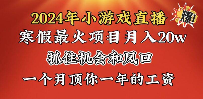 （8778期）2024年寒假爆火项目，小游戏直播月入20w ，学会了之后你将翻身-梓川副业网-中创网、冒泡论坛优质付费教程和副业创业项目大全