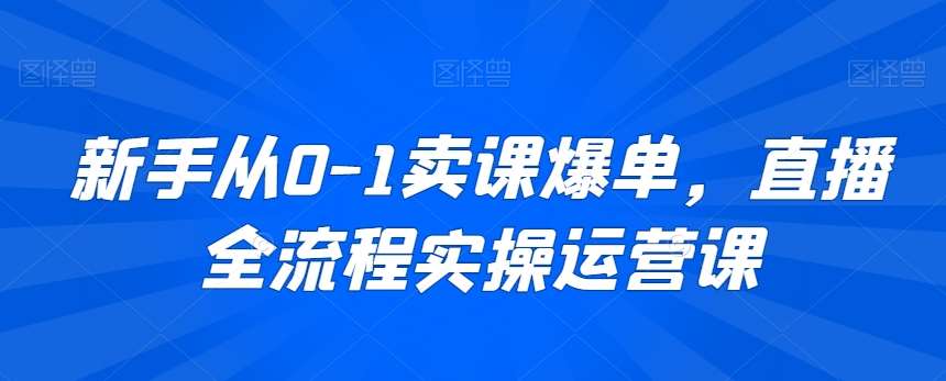 新手从0-1卖课爆单，直播全流程实操运营课-梓川副业网-中创网、冒泡论坛优质付费教程和副业创业项目大全