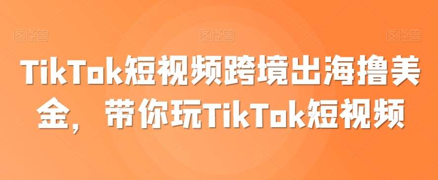 TikTok短视频跨境出海撸美金，带你玩TikTok短视频-梓川副业网-中创网、冒泡论坛优质付费教程和副业创业项目大全