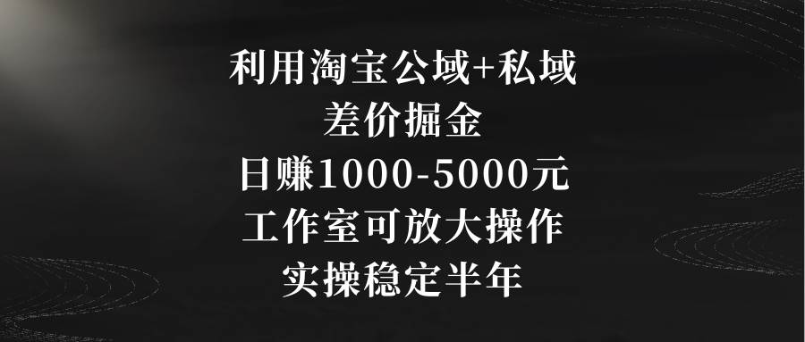 （8952期）利用淘宝公域+私域差价掘金，日赚1000-5000元，工作室可放大操作，实操…-梓川副业网-中创网、冒泡论坛优质付费教程和副业创业项目大全