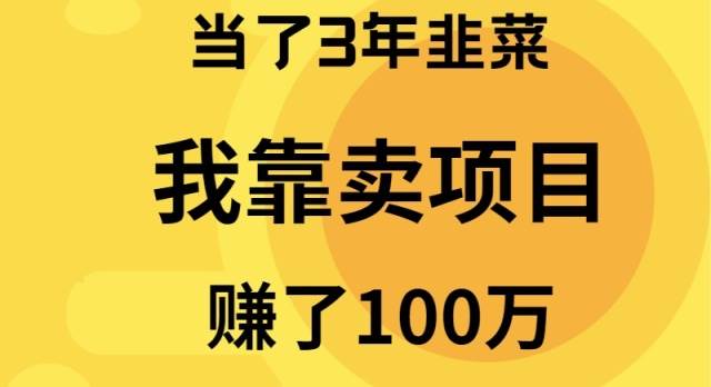 （9100期）当了3年韭菜，我靠卖项目赚了100万-梓川副业网-中创网、冒泡论坛优质付费教程和副业创业项目大全