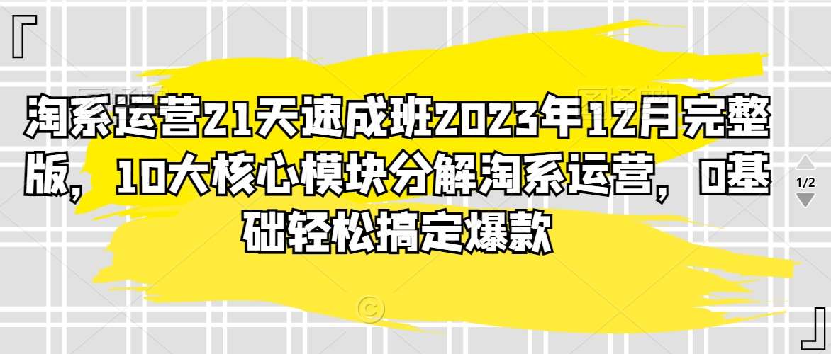 淘系运营21天速成班2023年12月完整版，10大核心模块分解淘系运营，0基础轻松搞定爆款-梓川副业网-中创网、冒泡论坛优质付费教程和副业创业项目大全