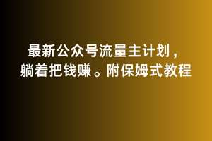 2月最新公众号流量主计划，躺着把钱赚，附保姆式教程【揭秘】-梓川副业网-中创网、冒泡论坛优质付费教程和副业创业项目大全