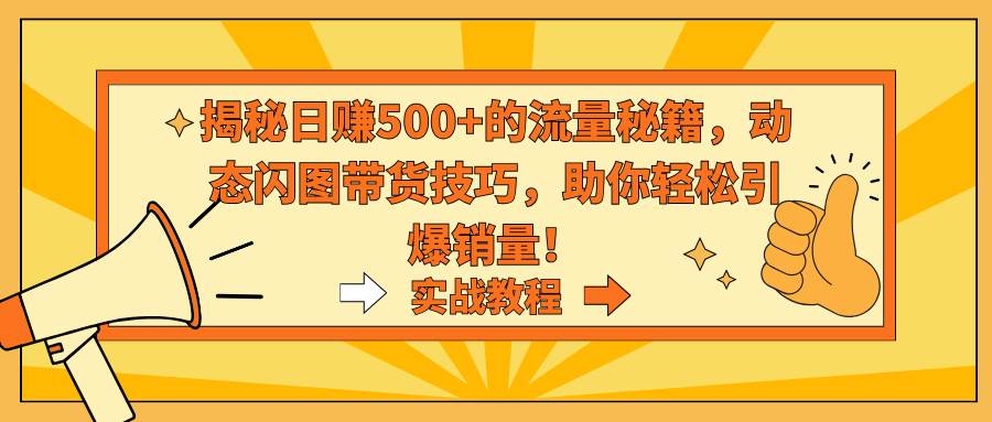 （9058期）揭秘日赚500+的流量秘籍，动态闪图带货技巧，助你轻松引爆销量！-梓川副业网-中创网、冒泡论坛优质付费教程和副业创业项目大全