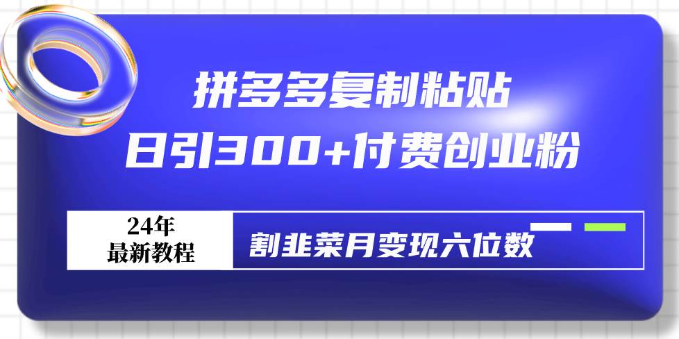 （9129期）拼多多复制粘贴日引300+付费创业粉，割韭菜月变现六位数最新教程！-梓川副业网-中创网、冒泡论坛优质付费教程和副业创业项目大全