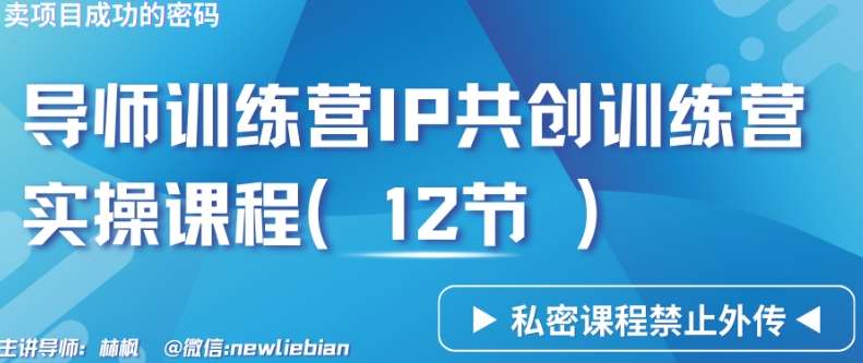 导师训练营3.0IP共创训练营私密实操课程（12节）-卖项目的密码成功秘诀【揭秘】-梓川副业网-中创网、冒泡论坛优质付费教程和副业创业项目大全