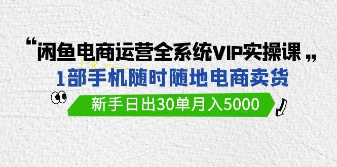 （9547期）闲鱼电商运营全系统VIP实战课，1部手机随时随地卖货，新手日出30单月入5000-梓川副业网-中创网、冒泡论坛优质付费教程和副业创业项目大全