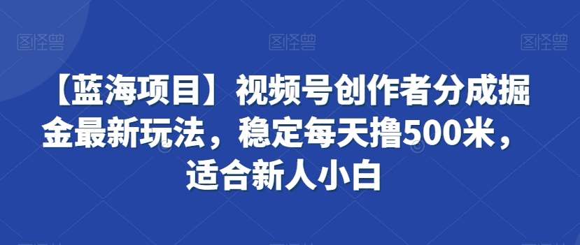 【蓝海项目】视频号创作者分成掘金最新玩法，稳定每天撸500米，适合新人小白【揭秘】-梓川副业网-中创网、冒泡论坛优质付费教程和副业创业项目大全